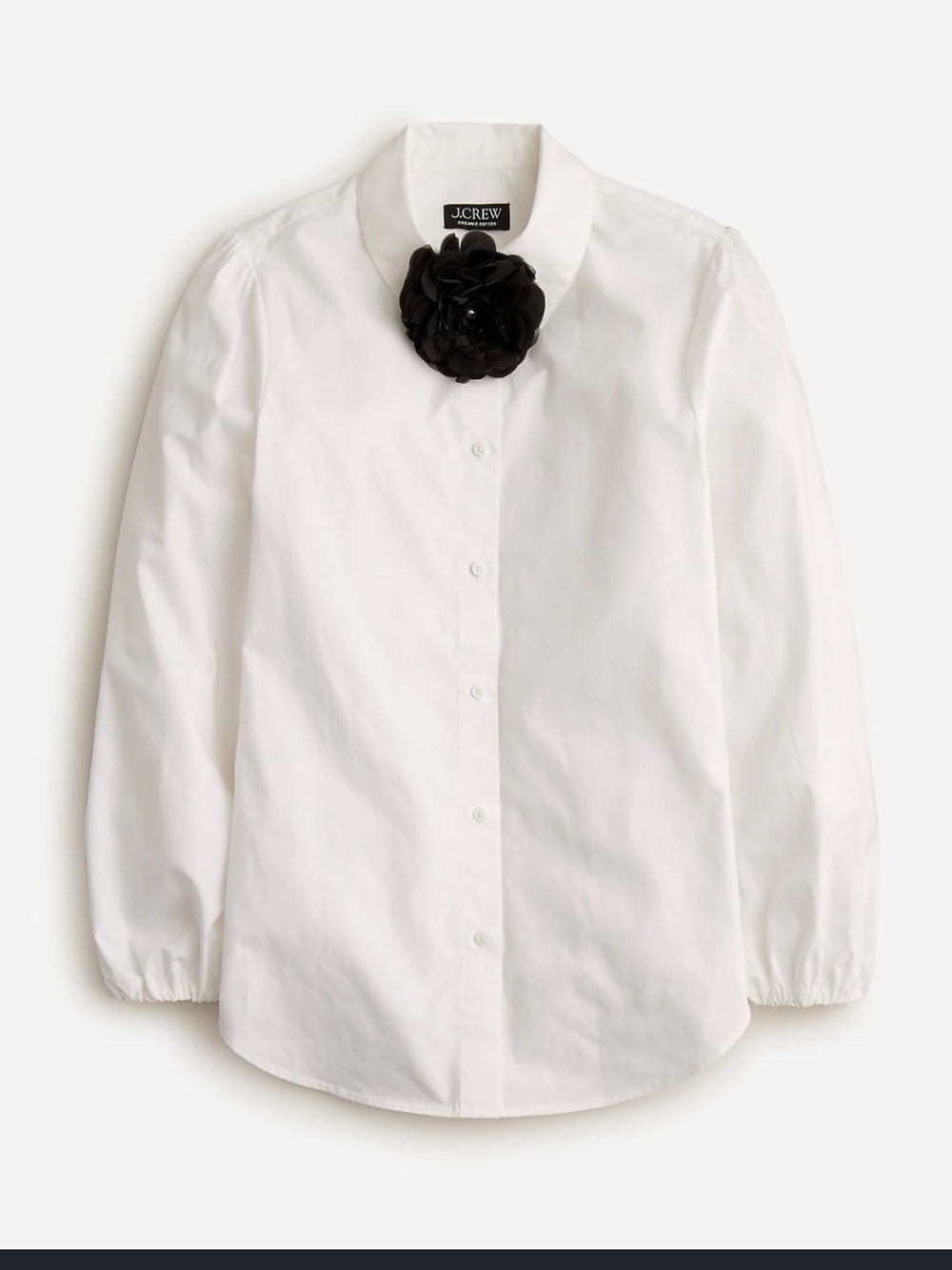 J.Crew Rosette Button-up Shirt In Cotton Poplin w/ flower broach
